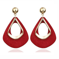 Elegant Wooden Teardrop Earrings | Natural Handmade Jewellery-Red-State of Style