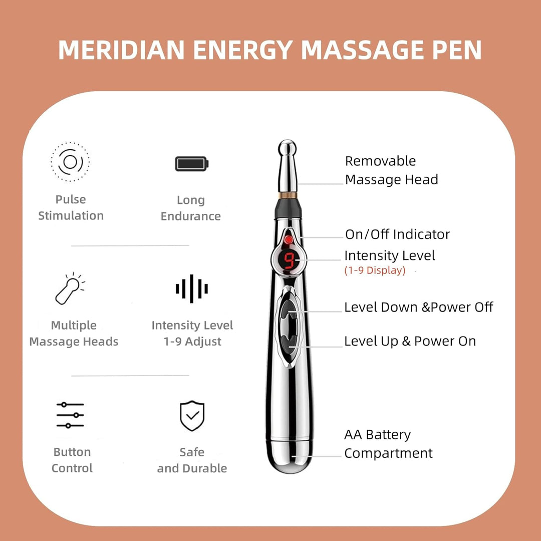 ELEKTRONISCHE ACUPUNCTUUR PEN - MERIDIAAN ENERGIE MASSAGEPEN VOOR PIJNBESTRIJDING-Enkel Twee Koppen-State of Style