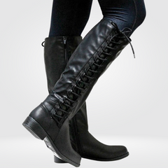 Orthopaedic Women's Sneakers in Black Leather - FlexiStep