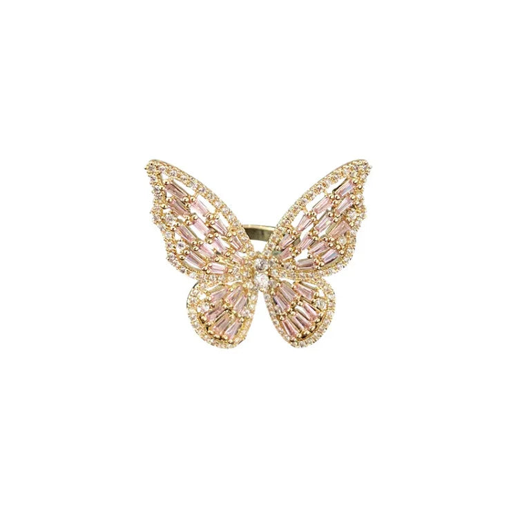 Elena Crystal Butterfly Ring-Gold-State of Style