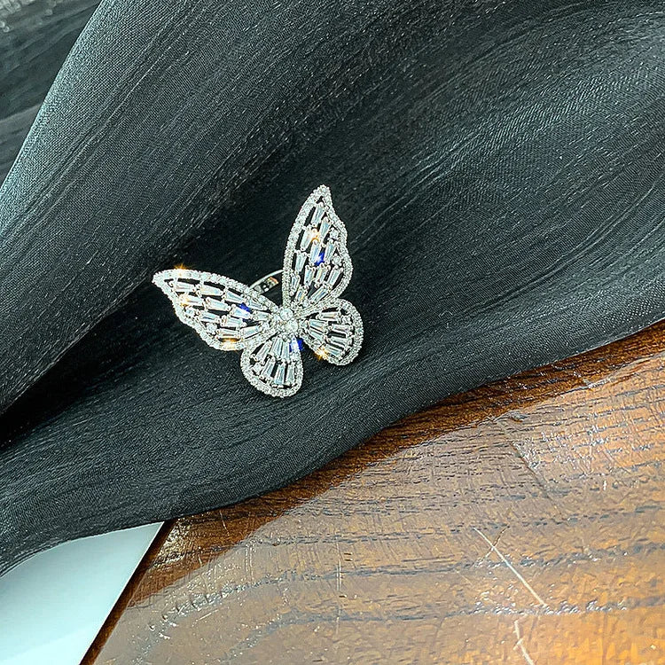 Elena Crystal Butterfly Ring-Silver-State of Style