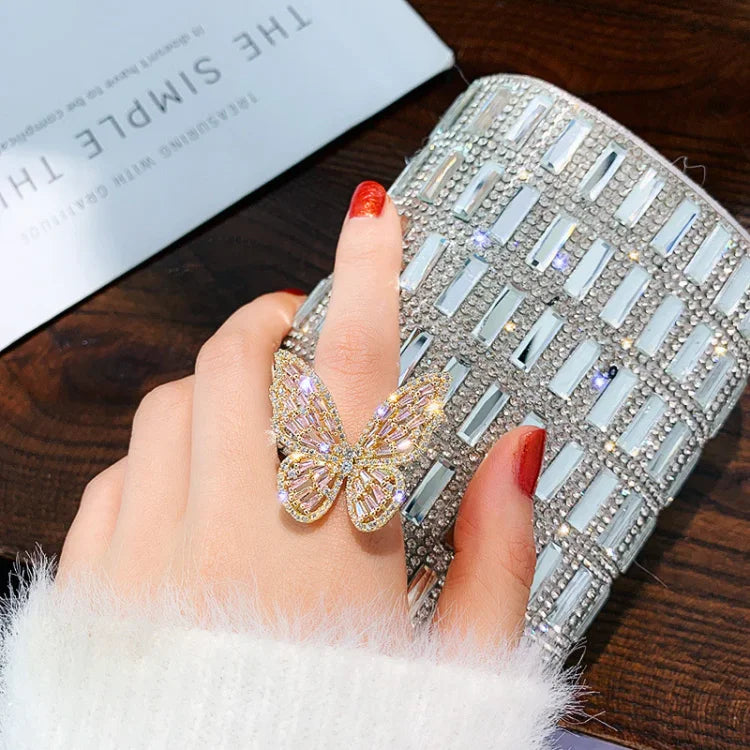 Elena Crystal Butterfly Ring-Silver-State of Style