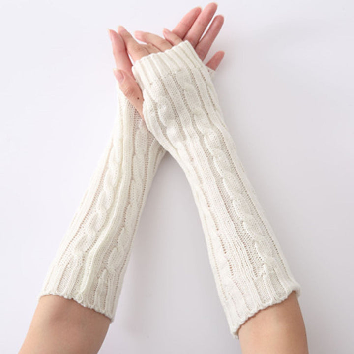 Elena Fingerless Gloves | Long & Stylish-White Twist-State of Style