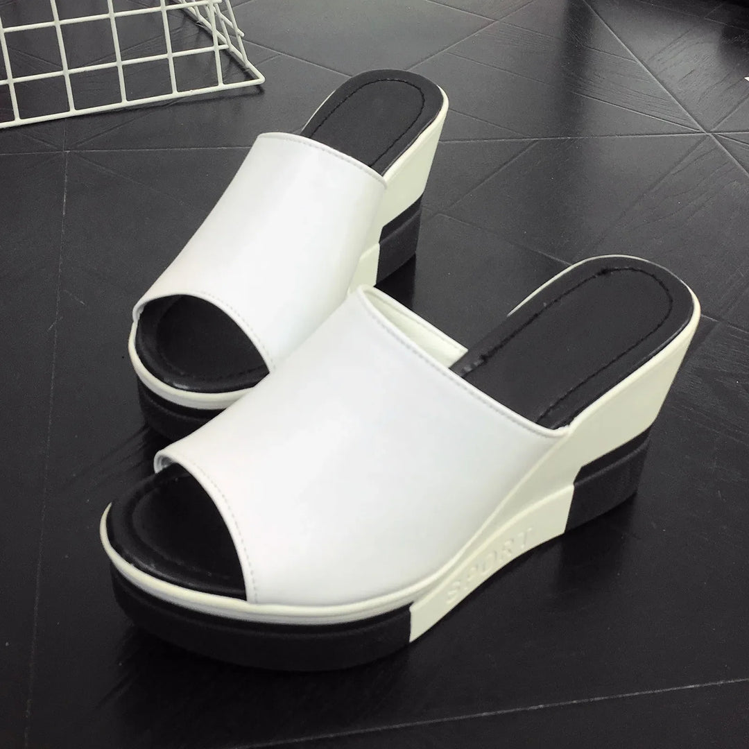 Elena - Orthopedische Zwarte Sleehak Muiltjes-Zwart-37-State of Style