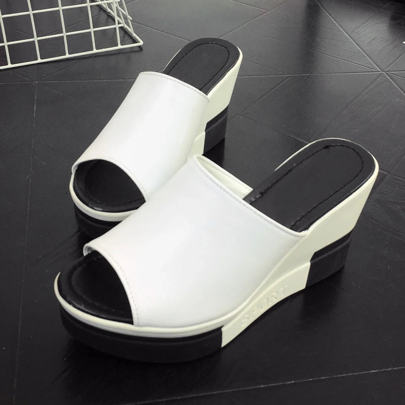 Elena - Orthopedische Zwarte Sleehak Muiltjes-Zwart-37-State of Style