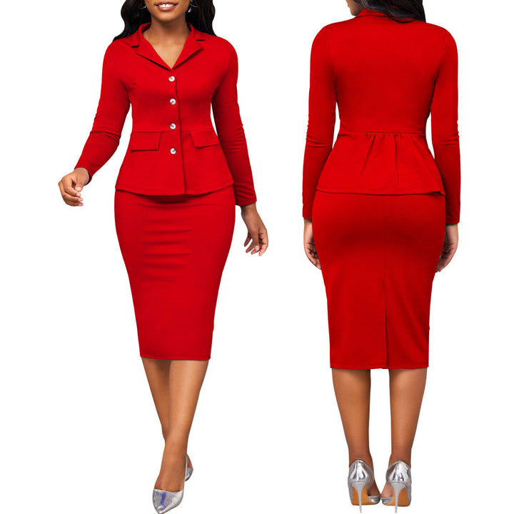 Elena Women's Chic Two-Piece Suit-Red-S-State of Style