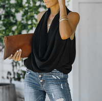 ElinesTop | Women's Deep Neckline Top-Black-M-State of Style