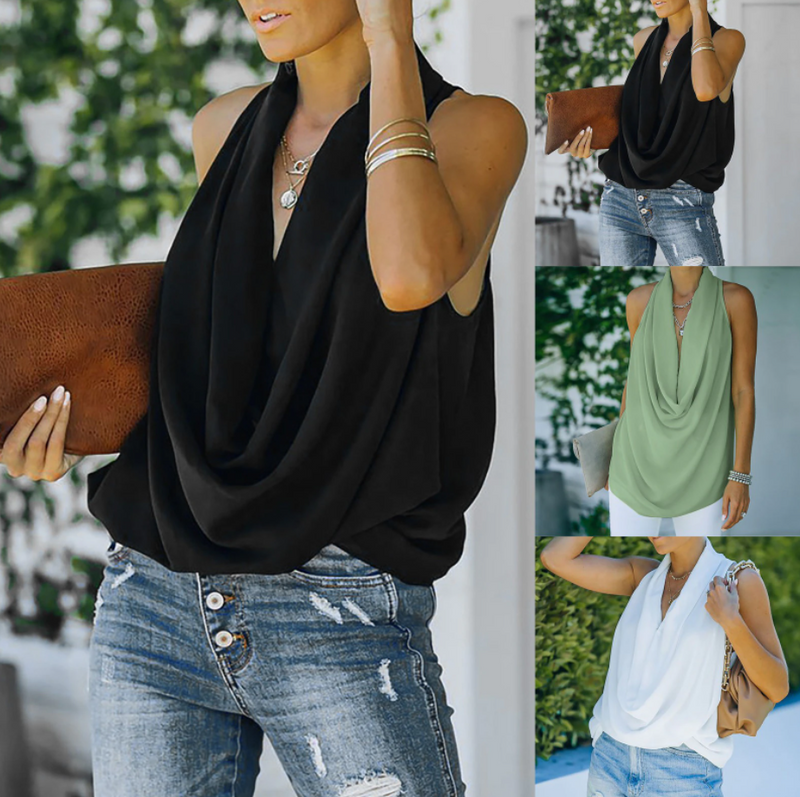 ElinesTop | Women's Deep Neckline Top-Black-S-State of Style