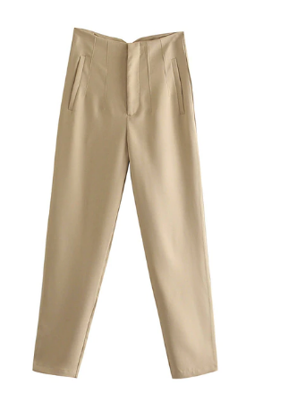Elisa | Elegant Women's Trousers-Khaki-XS-State of Style