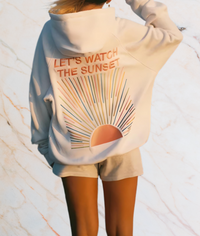 Elisa – White Statement Hoodie with Sunset Graphic-S-State of Style