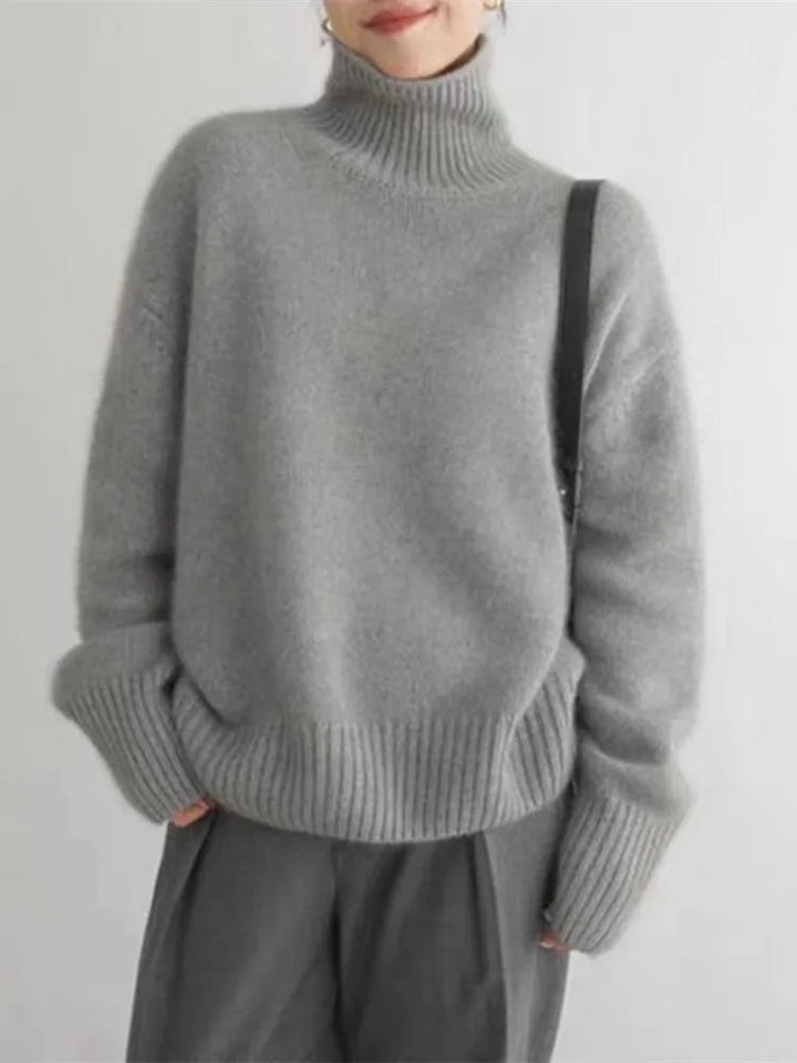 Elise Cashmere Women's Turtleneck-Beige-S-State of Style