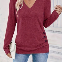 Ladies' sweater with V-neck and button detail – Iris