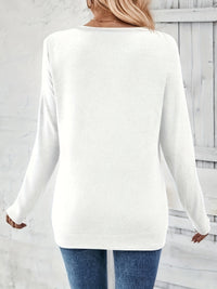 Ladies' sweater with V-neck and button detail – Iris