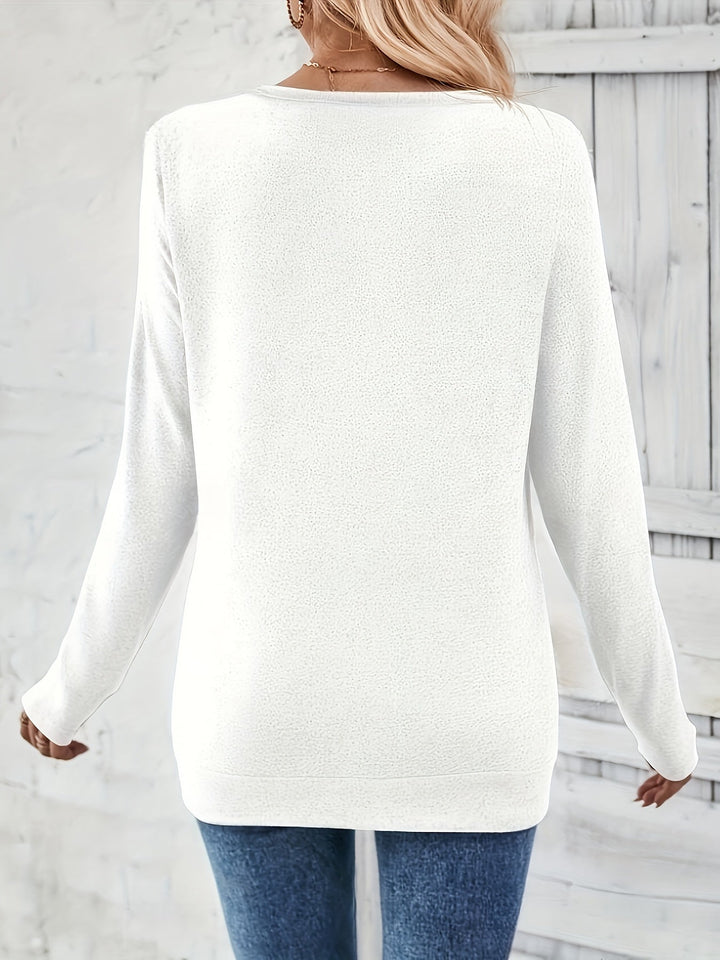 Ladies' sweater with V-neck and button detail – Iris