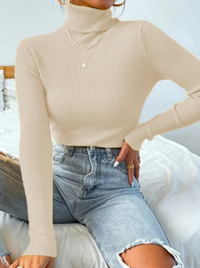 ElizasShirt | Women's Sweater with Collar-Beige-S-State of Style