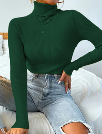 ElizasShirt | Women's Sweater with Collar-Green-S-State of Style