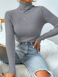 ElizasShirt | Women's Sweater with Collar-Grey-S-State of Style