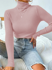 ElizasShirt | Women's Sweater with Collar-Pink-S-State of Style