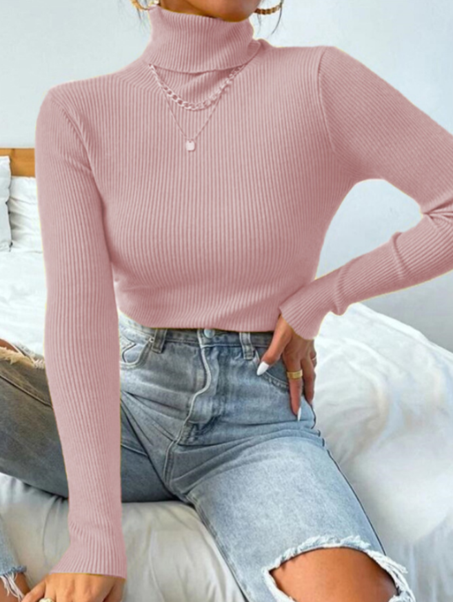 ElizasShirt | Women's Sweater with Collar-Pink-S-State of Style