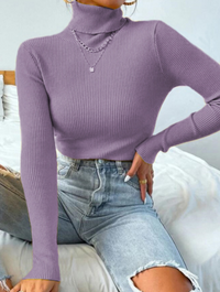ElizasShirt | Women's Sweater with Collar-Purple-S-State of Style