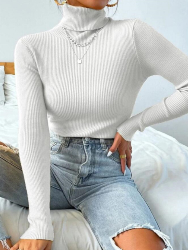 ElizasShirt | Women's Sweater with Collar-White-S-State of Style