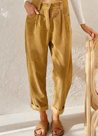 Elegant women's corduroy trousers with high waist – Naima autumn edition