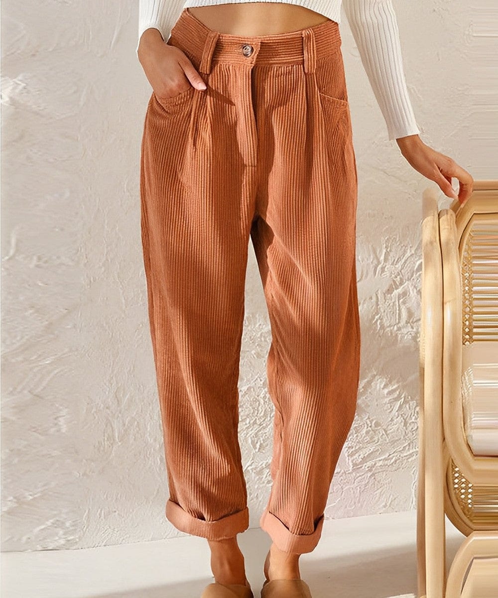 Elegant women's corduroy trousers with high waist – Naima autumn edition