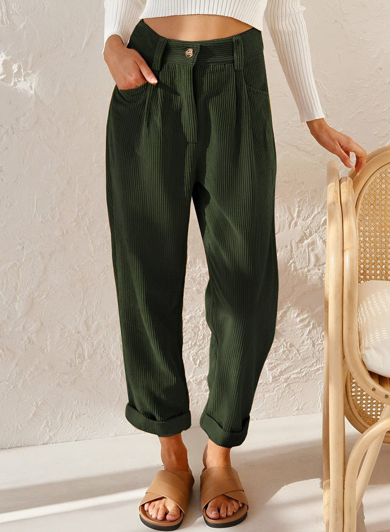 Elegant women's corduroy trousers with high waist – Naima autumn edition
