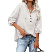 EllesHoodie | Oversized V-Neck Drawstring Hoodie for Women-White-S-State of Style