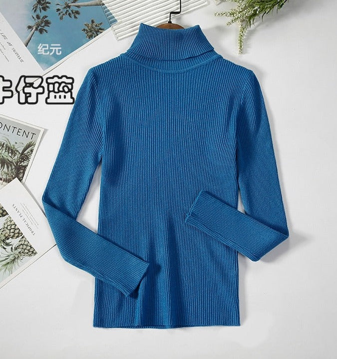 EllieSweater | Turtleneck Sweater for Women-Blue-One size-State of Style