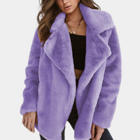 Ellle - Warm Teddy Winter Coat for Women-Purple-XS-State of Style