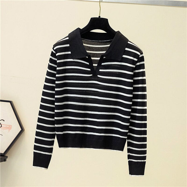 EllysShirt | Striped Sweater for Women-Black-One size fits all-State of Style