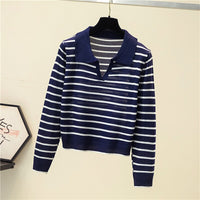 EllysShirt | Striped Sweater for Women-Blue-One size fits all-State of Style