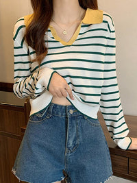 EllysShirt | Striped Sweater for Women-Green-One size fits all-State of Style