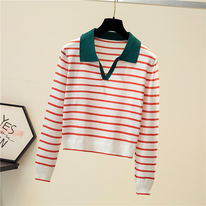 EllysShirt | Striped Sweater for Women-Red-One size fits all-State of Style