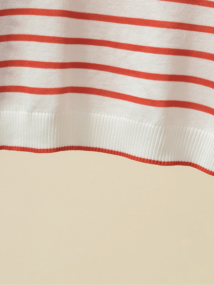 EllysShirt | Striped Sweater for Women-Red-One size fits all-State of Style