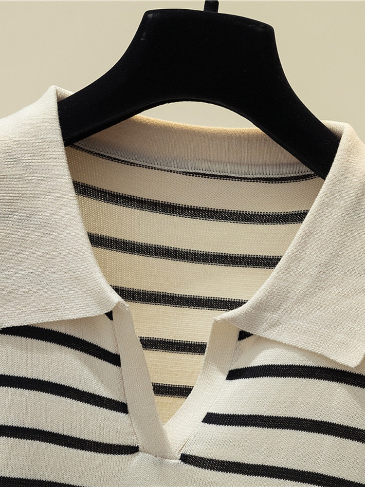 EllysShirt | Striped Sweater for Women-Red-One size fits all-State of Style