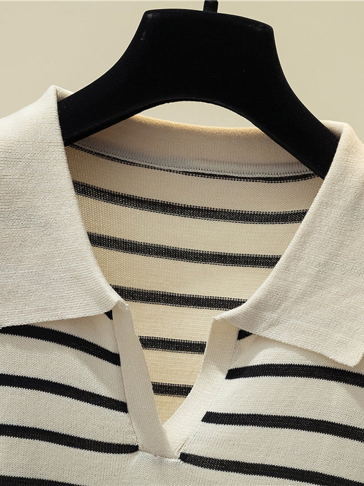 EllysShirt | Striped Sweater for Women-Red-One size fits all-State of Style