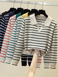 EllysShirt | Striped Sweater for Women-Red-One size fits all-State of Style