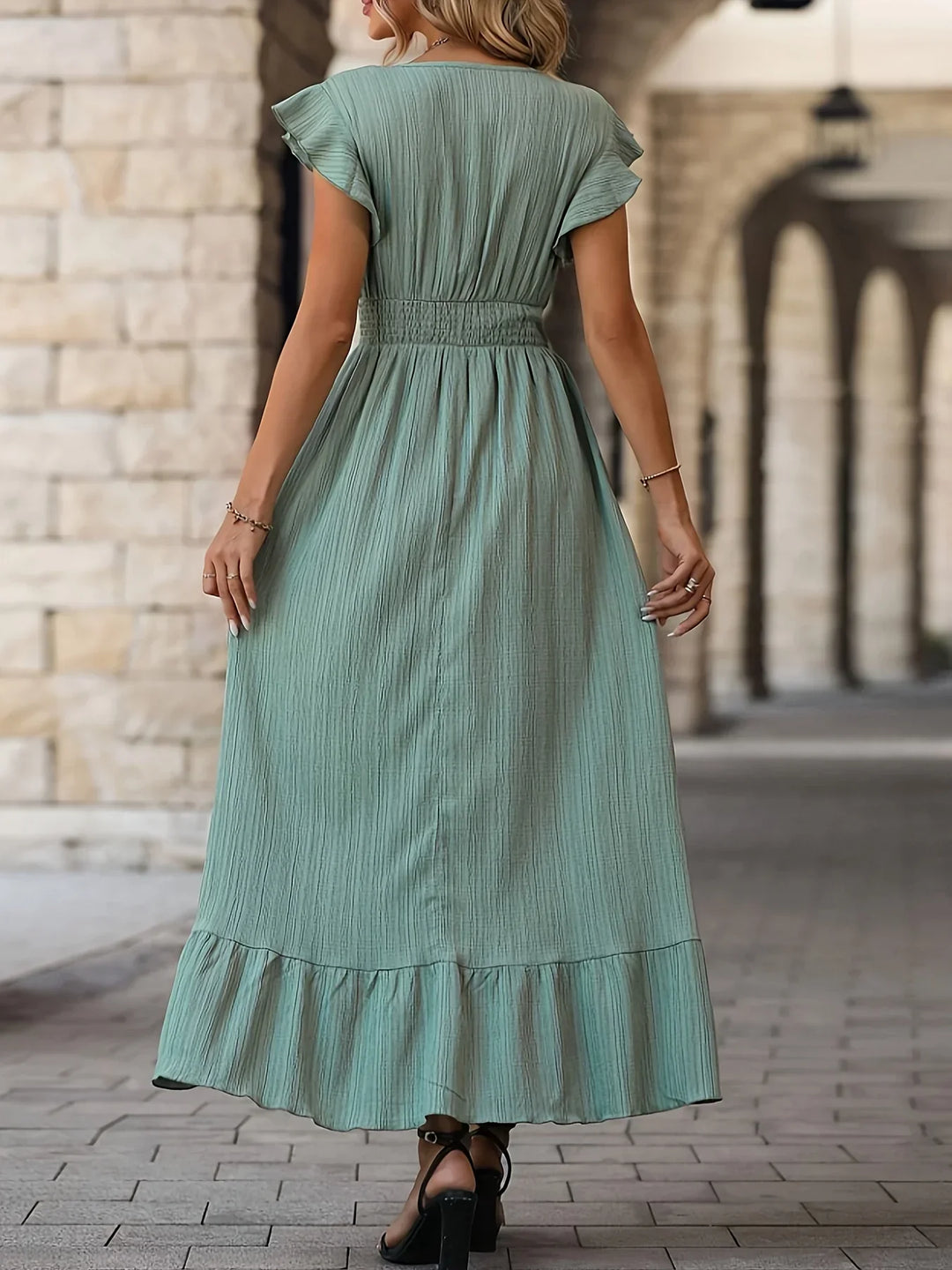 Eloise Ruches Dress | Versatile and Stylish-Light Green-S-State of Style