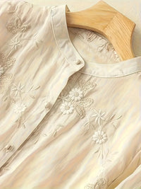 Embroidered Floral Blouse | Eliza | Button Closure | Fashionable-Apricot-M-State of Style