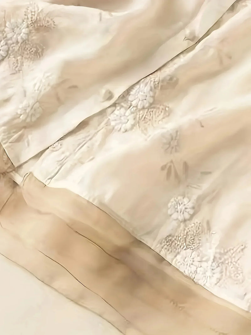 Embroidered Floral Blouse | Eliza | Button Closure | Fashionable-Apricot-M-State of Style