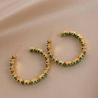 Emerald Green Crystal Hoops - Esme-State of Style