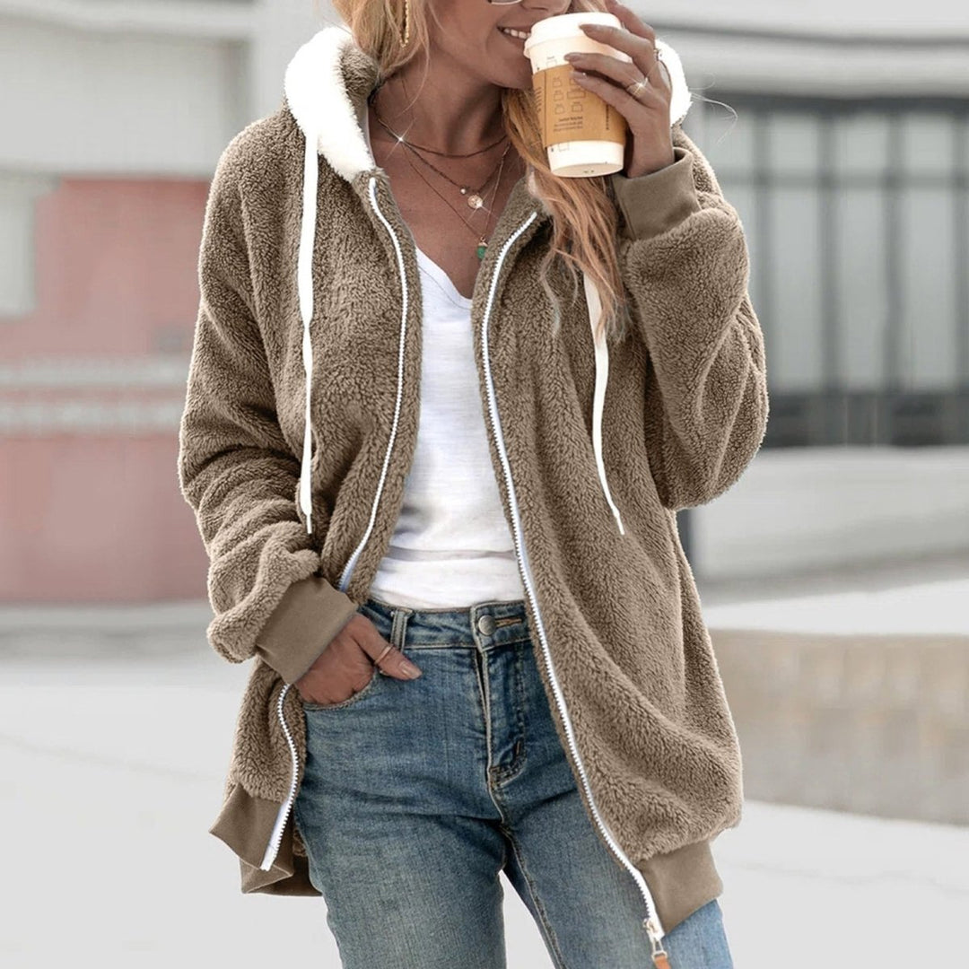 Emilia Oversized Warm Teddy Zip Vest-Beige-S-State of Style