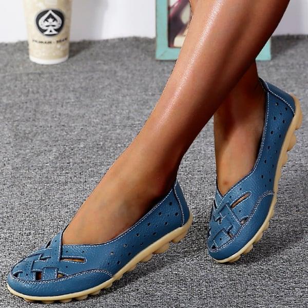 Emma - Orthopedische Marineblauwe Damesflats-Marineblauw-35-State of Style