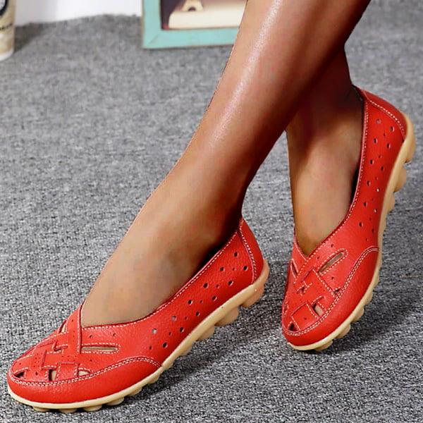 Emma - Orthopedische Marineblauwe Damesflats-Rood-35-State of Style