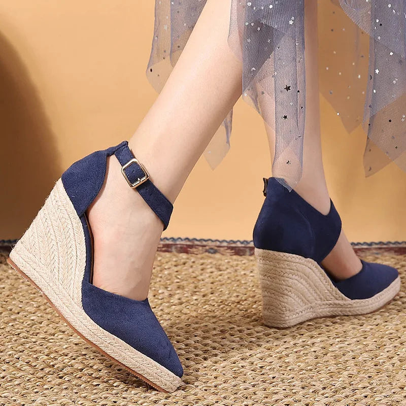 Emma - Orthopedische Zwarte Espadrille Wedges-Zwart-34-State of Style