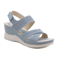 Emma - Orthopedische Zwartkleurige Sleehak Sandalen-Blauw-36-State of Style
