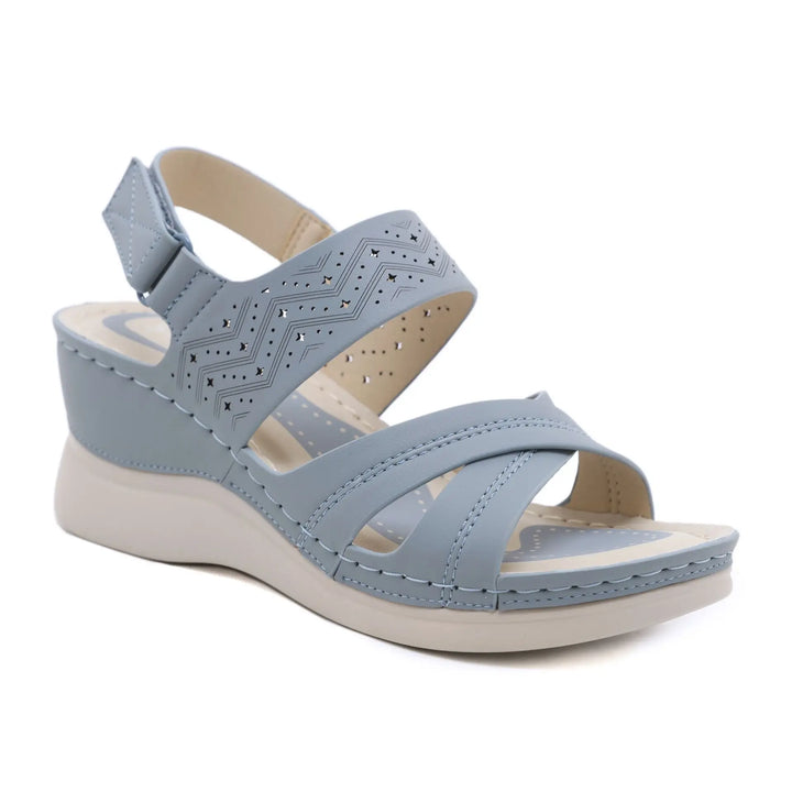 Emma - Orthopedische Zwartkleurige Sleehak Sandalen-Blauw-36-State of Style