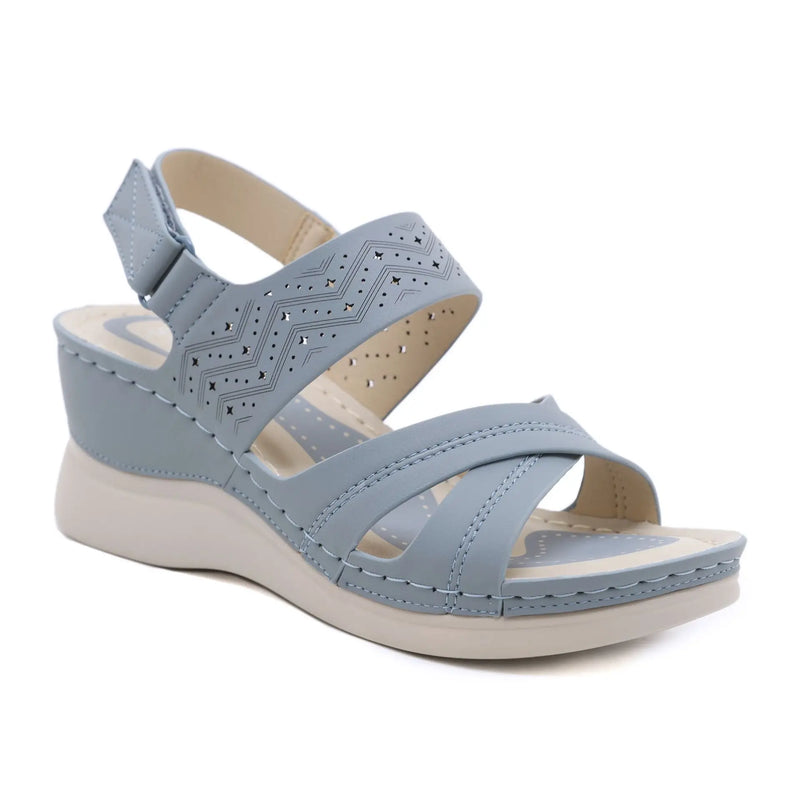 Emma - Orthopedische Zwartkleurige Sleehak Sandalen-Blauw-36-State of Style